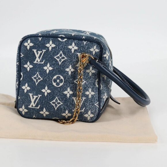 LOUIS VUITTON Monogram Denim Square bag Hand Bag Blue - Picture 10 of 16